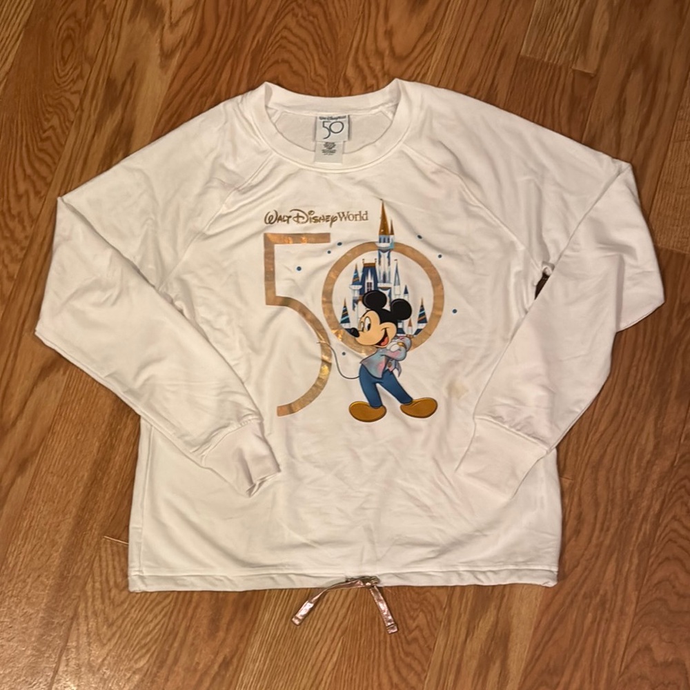 Disney White Sweatshirt with Iconic Character Designs